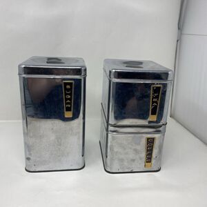 VTG Lincoln BeautyWare Canisters Set Of 3 Retro Kitchen MCM Chrome Stainless